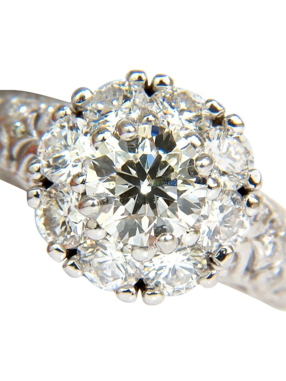 3D GILT 2.06CT CLUSTER NATURAL DIAMOND RING GOLD 14KT VS*